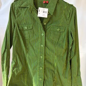 Esprit Green and Black Checkered Shirt